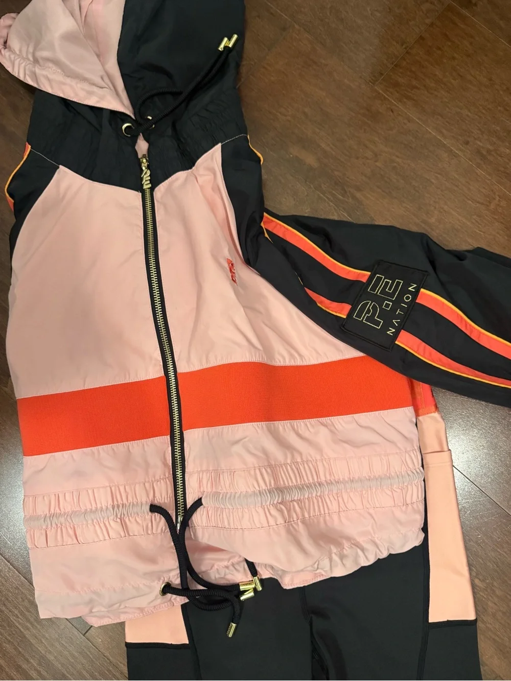 P.E Nation Pink, Black & Orange Kids Active One-Piece Set
